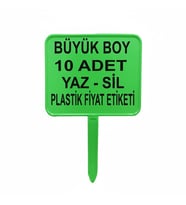 Açılı Saplamalı Yaz Sil Pazarcı Manav Plastik Fiyat Etiketi Büyük Boy Yeşil Renk 10 Adet