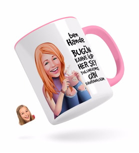 BK Gift Kişiye Özel Kadın Her Şey Yolundaymış Gibi Karikatürlü Pembe Kupa Bardak-4