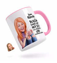 BK Gift Kişiye Özel Kadın Her Şey Yolundaymış Gibi Karikatürlü Pembe Kupa Bardak-4