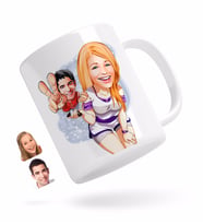 BK Gift Kişiye Özel Sevgililer Karikatürlü Beyaz Kupa Bardak-30