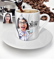 BK Gift Kişiye Özel Bayan Diş Hekimi Karikatür Türk Kahvesi Fincanı  2