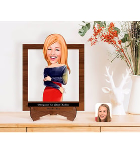 BK Gift Kişiye Özel Kadınlar Günü Dünyanın En Güzel Kadını Karikatürlü Ahşap Standlı 3D Biblo-21 (Beyaz)