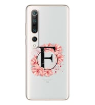 Pembe Çiçekli Harf Tasarım Süper Şeffaf Silikon Telefon Kılıfı Xiomai Mi10- Mi 1