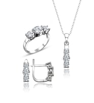Swarovski Taşlı " TRİA " Model Tasarım Gümüş Set