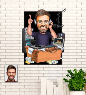Kişiye Özel Radyocu Karikatür Ahşap Tablo