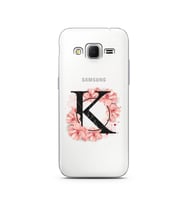 Pembe Çiçekli Harf Tasarım Süper Şeffaf Silikon Telefon Kılıfı Samsung Core Prim