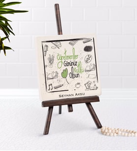 BK Gift Kişiye Özel Öğretmenler Günümüz Kutlu Olsun Şovaleli Doğal Taş-8 (Beyaz)