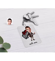 BK Gift Kişiye Özel Evin Reisi Karikatürlü Şeffaf Pleksi Anahtarlık-1 (Beyaz)
