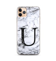Iphone 11 Pro Beyaz Mermer Harf Tasarımlı Telefon Kılıfı U-Harfi 