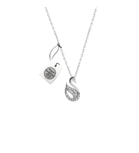 Gümüş Swarovski Taşlı Swan Model Gümüş Kuğu Kolye Kare Kodlu