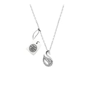 Gümüş Swarovski Taşlı Swan Model Gümüş Kuğu Kolye Kare Kodlu