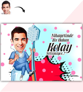 BK Gift Kişiye Özel Bay Diş Hekimi Karikatür Baskılı Yaş Pasta İçin Yenilebilir Şekerli Kağıt  2(Sadece Kağıt)
