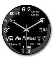İsme Ve Kişiye Matematik Duvar Saati Bombeli Gercek Cam