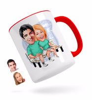 BK Gift Kişiye Özel Sevgililer Karikatürlü Kırmızı Kupa Bardak-55