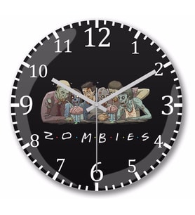 Zombie Friends Duvar Saati Bombeli Gercek Cam