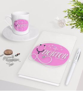BK Gift Kişiye Özel Doktor Beyaz Defter Kalem Türk Kahvesi Fincanı Seti-15 (Model 1)