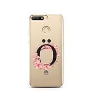 Pembe Çiçekli Harf Tasarım Süper Şeffaf Silikon Telefon Kılıfı Huawei Y6 Prime 2