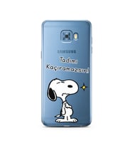 Snoopy Tasarımlı Süper Şeffaf Silikon Telefon Kılıfı Samsung C5 Pro  