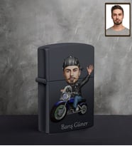 Kişiye Özel Erkek Karikatürlü UV Baskılı Siyah Benzinli Çakmak Model-1