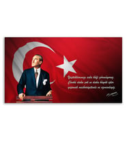 ''Güner Ofis'' Atatürk Tablosu Deri Üzerine Kanvas Tablo 80x130