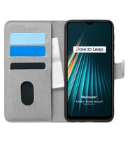 Microsonic Realme 6i Kılıf Fabric Book Wallet Gri