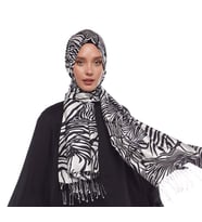 İpekevi Zebra Desenli İpek Şal