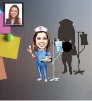 Kişiye Özel Hemşire Karikatürlü Ahşap Magnet Bayan-4