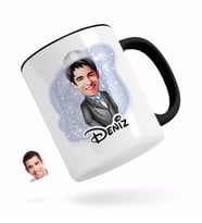 BK Gift Kişiye Özel Erkek Mühendis Karikatürlü Siyah Kupa Bardak