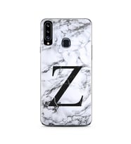 Samsung A20s Beyaz Mermer Harf Tasarımlı Telefon Kılıfı Z-Harfi 