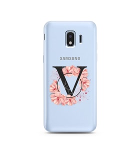 Pembe Çiçekli Harf Tasarım Süper Şeffaf Silikon Telefon Kılıfı Samsung J2 Pro (2