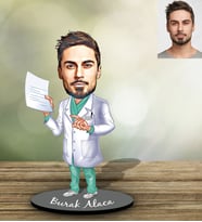 Kişiye Özel Doktor Tasarımlı Karikatür Ahşap Biblo Bay-8