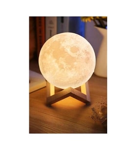 Dekoratif 3D Ay Lamba Gece Lambası Moonlight Standlı 15 cm SARI