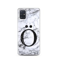 Samsung A51 Beyaz Mermer Harf Tasarımlı Telefon Kılıfı Ö-Harfi 