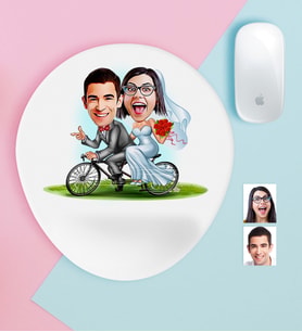 BK Gift Kişiye Özel Evleniyoruz Karikatürlü Bilek Destekli Mouse Pad-3 (Beyaz)