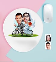 BK Gift Kişiye Özel Evleniyoruz Karikatürlü Bilek Destekli Mouse Pad-3 (Beyaz)