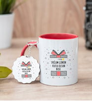 Doğum Günü Hediyesi Kırmızı Kupa Bardak Ve Anahtarlık Set