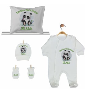 Pia Baby GL 2009 İsme Özel Pandalı Yastık Tulum Set