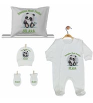 Pia Baby GL 2009 İsme Özel Pandalı Yastık Tulum Set
