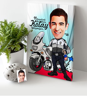 BK Gift Kişiye Özel Bay Polis Karikatür Kanvas Tablo 30x50cm 7