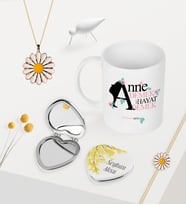 BK Gift Kişiye Özel Anne Demek Hayat Demek Kupa Kalp Ayna Papatya Kolye Bileklik Seti (Model 1)