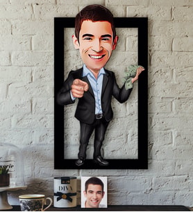 BK Gift Kişiye Özel Bay Bankacı Karikatürlü 3D Ahşap Tablo-1
