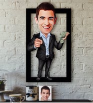 BK Gift Kişiye Özel Bay Bankacı Karikatürlü 3D Ahşap Tablo-1