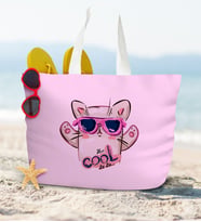 BK Gift Kişiye Özel Pudra Pembe Fermuarlı Plaj Çantası  3