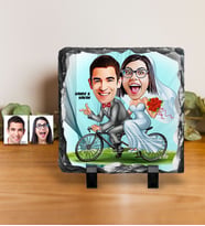 BK Gift Kişiye Özel Gelin Damat Karikatürlü Dekoratif Doğal Taş  3