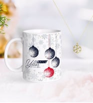 BK Gift Kişiye Özel Yılbaşı Mutlu Yıllar Kupa ve Kar Tanesi Kolye-13 (Model 1)