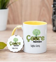 Çevre Mühendisi Sarı Kupa Bardak Ve Anahtarlık Set