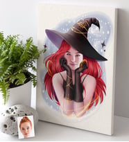 BK Gift Kişiye Özel Bayan Cadı Karikatürlü Kanvas Tablo 30x50cm -2