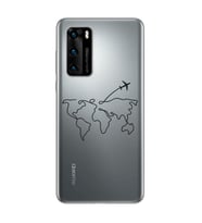 Çizgi Harita Tasarımlı Süper Şeffaf Silikon Telefon Kılıfı Huawei P40 Pro