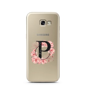 Pembe Çiçekli Harf Tasarım Süper Şeffaf Silikon Telefon Kılıfı Samsung A5 (2017)