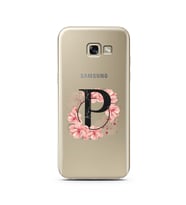Pembe Çiçekli Harf Tasarım Süper Şeffaf Silikon Telefon Kılıfı Samsung A5 (2017)